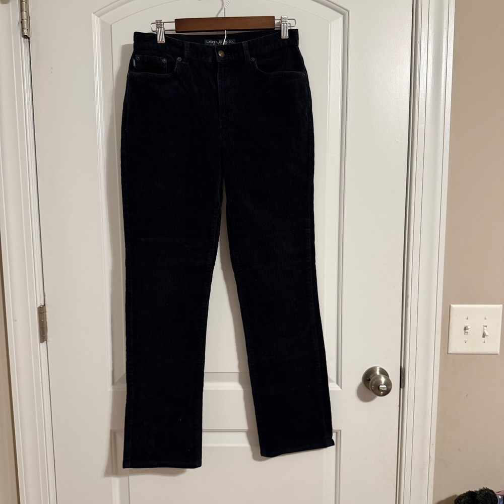 Vintage Lauren Ralph Lauren Navy Blue Corduroy Straight Leg Pants Womens Size 6
